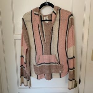 Billabong Pink Striped Knit Hoodie
